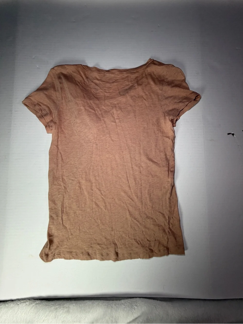 J. Crew Peach Short-Sleeve Tee with Navy Embellished Neckline